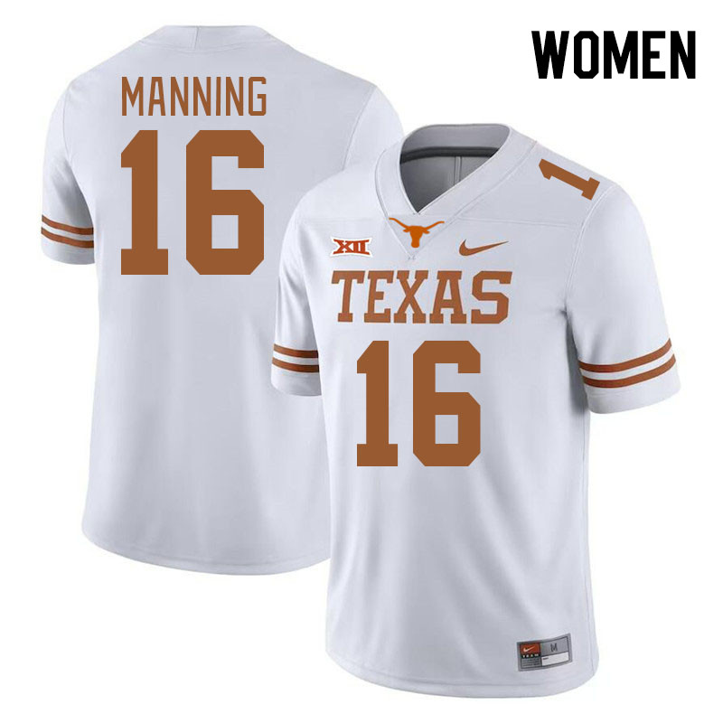 Women #16 Arch Manning Texas Longhorns 2023 College Football Jerseys Stitched-White